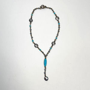 Stephen Dweck Y Necklace Blue Quartz Beads